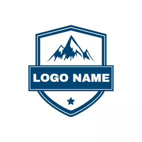 Nature Logo Blue Star and Mountain Peak logo design