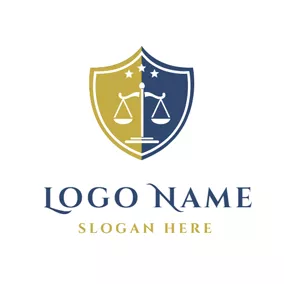 Attorney & Law Logo Blue Star and Scale Court Badge logo design
