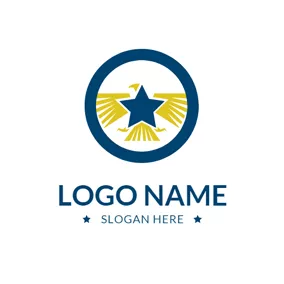 政府 Logo Blue Star and Yellow Eagle logo design