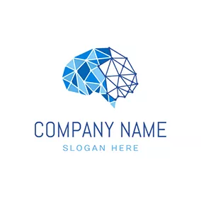 Clever Logo Blue Structure and Abstract Brain logo design