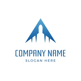 飛機 Logo Blue Triangle and White Airplane logo design
