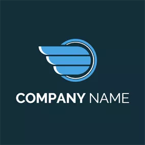 Logotipo De Empresa Blue Wing and Circle logo design