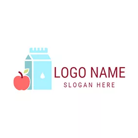 Logotipo De Leche Bottled Milk and Red Apple logo design