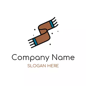 針織 Logo Brown and Blue Woolen Scarf logo design