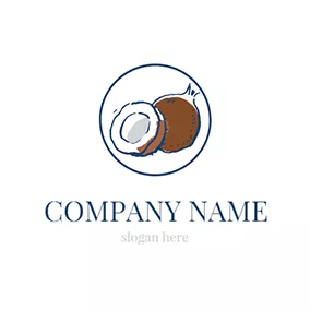 椰子 Logo Brown and White Coconut logo design