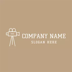Filming Logo Brown and White Film Projector logo design