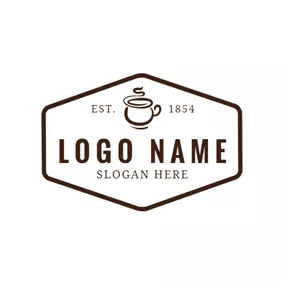 咖啡杯logo Brown and White Fumy Coffee logo design