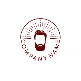 Barber Logo Brown and White Hipster logo design