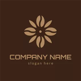 Coffee Cup Logo Brown and Yellow Flower logo design
