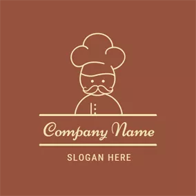 Catering Logo Brown and Yellow Old Chef logo design