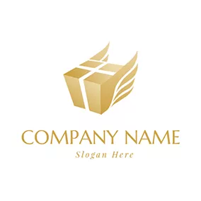 Deliver Logo Brown Box and Wings logo design