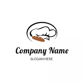 Croissant Logo Brown Bread and While Chef Cap logo design