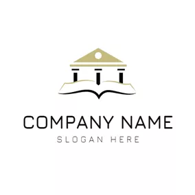 Building Logo Brown Court and White Book logo design
