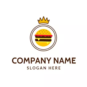 漢堡包Logo Brown Crown and Burger logo design