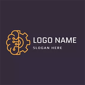思考logo Brown Gear Brain and Structure logo design