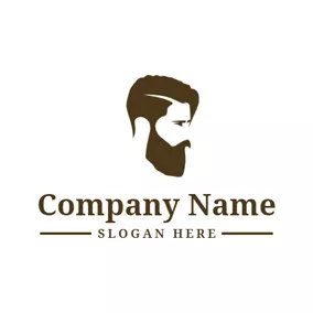 Caricature Logo Brown Hair and Hipster logo design