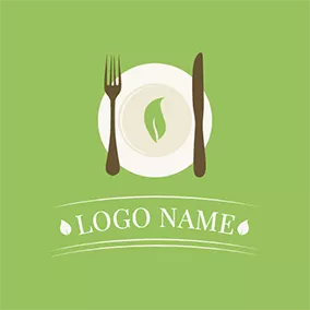 餐厅Logo Brown Knife and Fork Icon logo design
