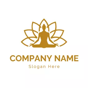 Bloom Logo Brown Lotus and Meditation logo design