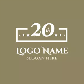 Holiday & Special Occasion Logo Brown Rectangle and 20th Anniversary logo design