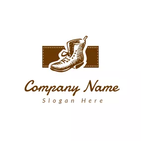 Streetwear Logo Brown Rectangle and Boot logo design
