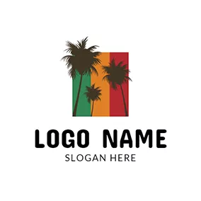 Reggae Logo Brown Seed and Cannabis Icon logo design