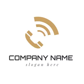 Connection Logo Brown Telephone and Signal logo design