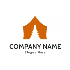 Fall Logo Brown Tent and White Tree logo design