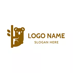 考拉 Logo Brown Timber Pile and Koala logo design