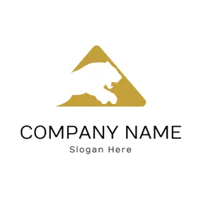 豹子 Logo Brown Triangle and White Cougar logo design