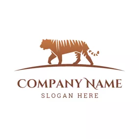 Logotipo De Animal Brown Walking Tiger logo design