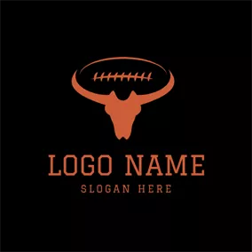 スポーツ＆フィットネスロゴ Bull Head and Football logo design