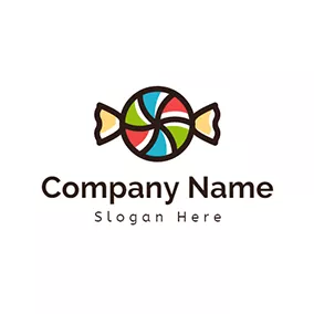 食品＆飲み物ロゴ Candy Paper and Colorful Candy logo design