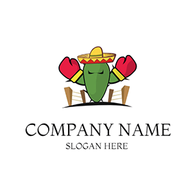 Cartoon Logo Cartoon Cactus Strong Boxer logo design