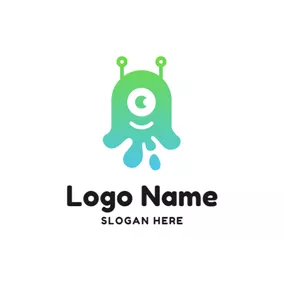 Adorable Logo Cartoon Green Slime Monster logo design