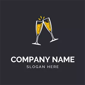 Celebrate Logo Champagne Glass Cheers logo design