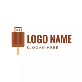 Icon Logo Chocolate and Brown Usb Cable logo design