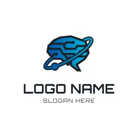 Daten Logo Circle and Brain Icon logo design
