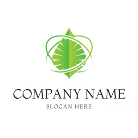 自然関連のロゴ Circle and Nature Leaf logo design