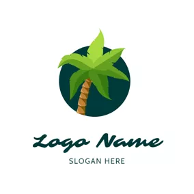 棕榈树 Logo Circle and Palm Tree logo design