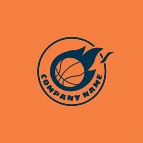 Basketball-Logo Circle Basketball Fireball logo design