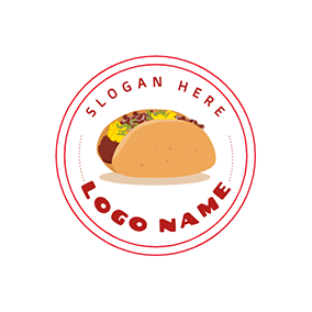肉類 Logo Circle Mexico Taco logo design