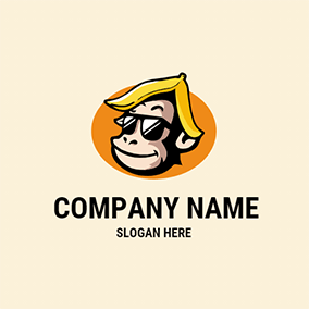 Logotipo De Mono Circle Monkey Cartoon Banana logo design