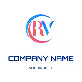V Logo Circle R V Combination logo design