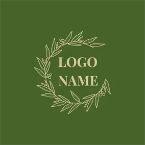 藤蔓logo Circumjacent Green Hollow Leaves logo design