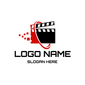 电影logo Clapper Board Circle Film Editing logo design