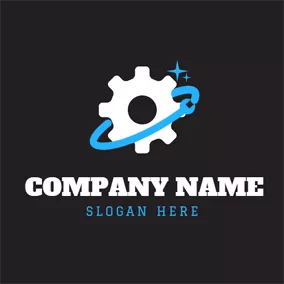 Industrial Logo Clean Gear and Spanner logo design