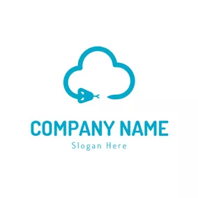 Curved Logo Cloud and Snake Icon logo design