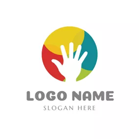 玩具 Logo Colorful Ball and White Hand logo design