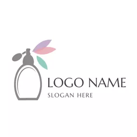 Feminine Logo Colorful Decoration and Gray Perfume Bottle logo design