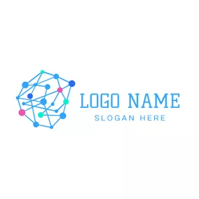 資料庫logo Colorful Dot and Blockchain Icon logo design